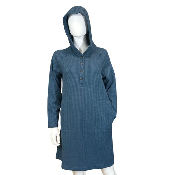 Toad&Co Hoodie Dress Womens M Blue Recycled Polyester Bitterroot Long Sleeves - Picture 2 of 9